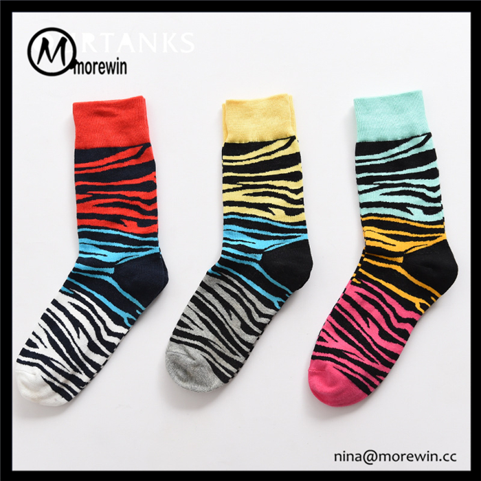 Morewin Famous Color Zebra-stripes Crew Socks Morewin Famous Color Zebra-stripes Crew Socks