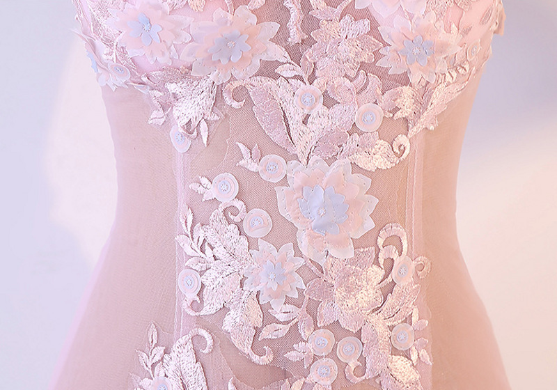 Sexy Maxi Dress Real Silk 3D Floral Decoration Transparent See Through