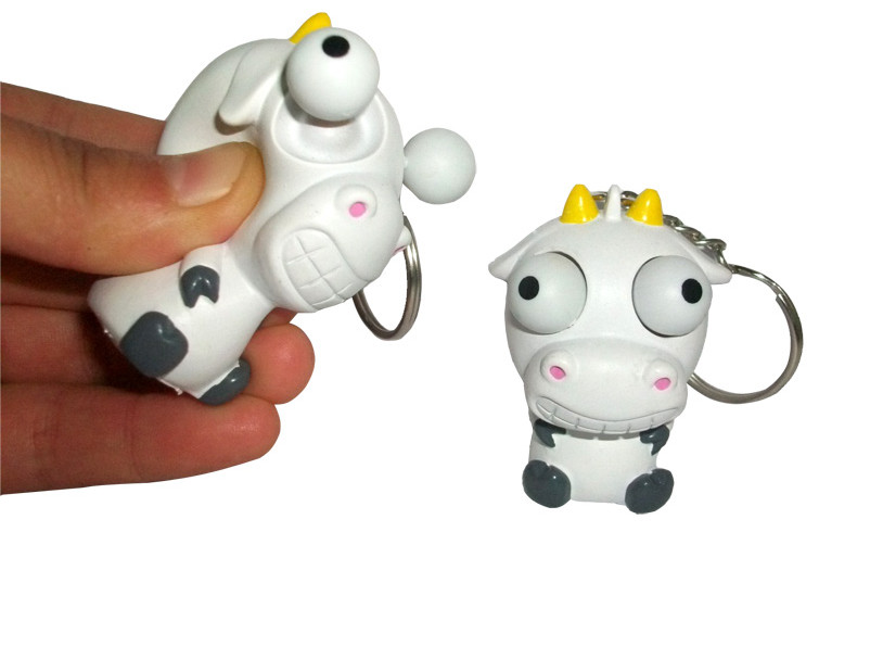 Eye Popper Cow Keychain, Animal Eye Popper Toy For School Eye Popper Cow Keychain, Animal Eye Popper Toy For School