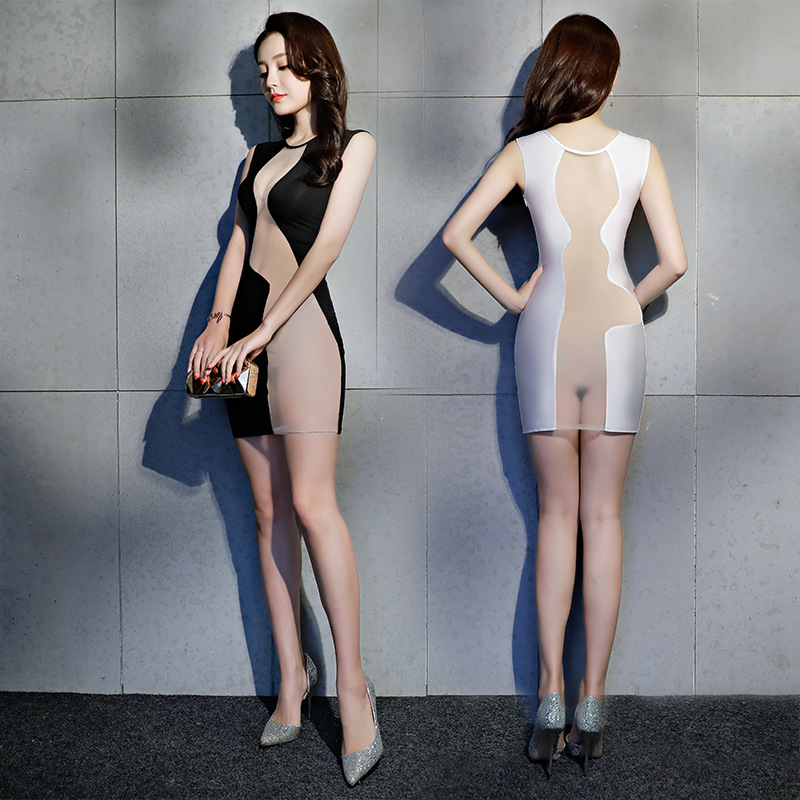 Sexy Transparent Mini Real Silk Evening Model Dress, Bodycon Sleeveless