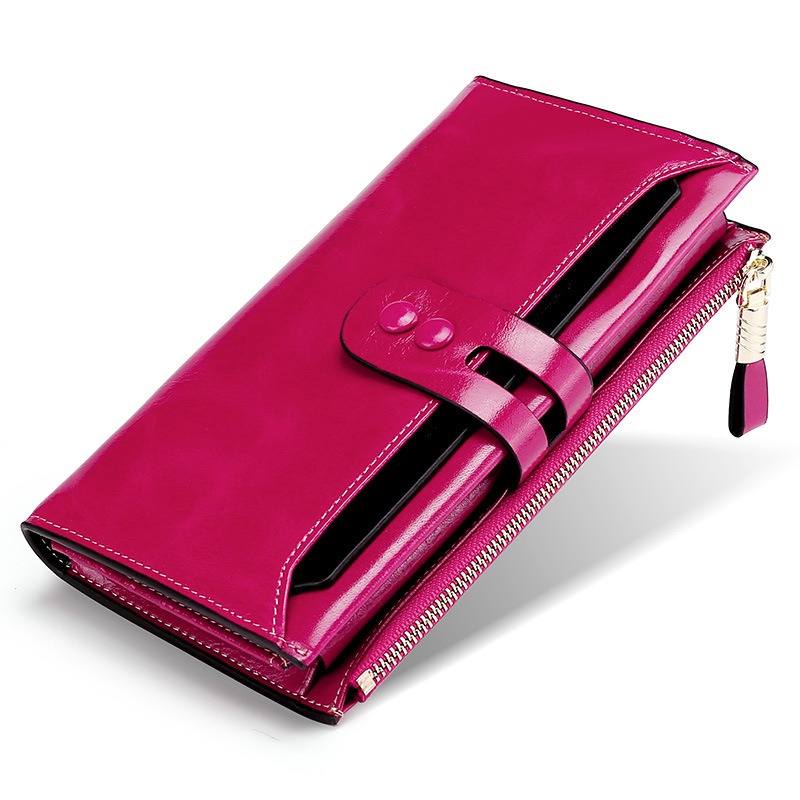 Women's RFID Leather Wallet (Rose Red)