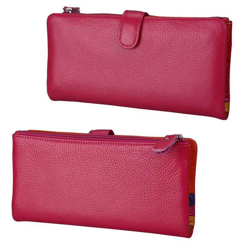 Rose red RFID leather wallet