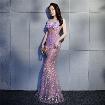 Long Mermaid See Through 3D Floral Silk Show Girl Dress